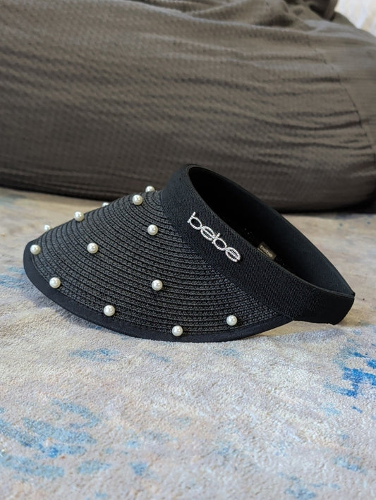 bebe Black Pearl-Studded Visor
