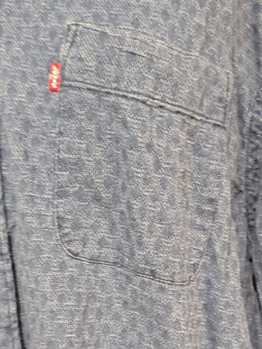 Levi's Cotton Textured Indigo Blue Button-Down Shirt Men's XXL