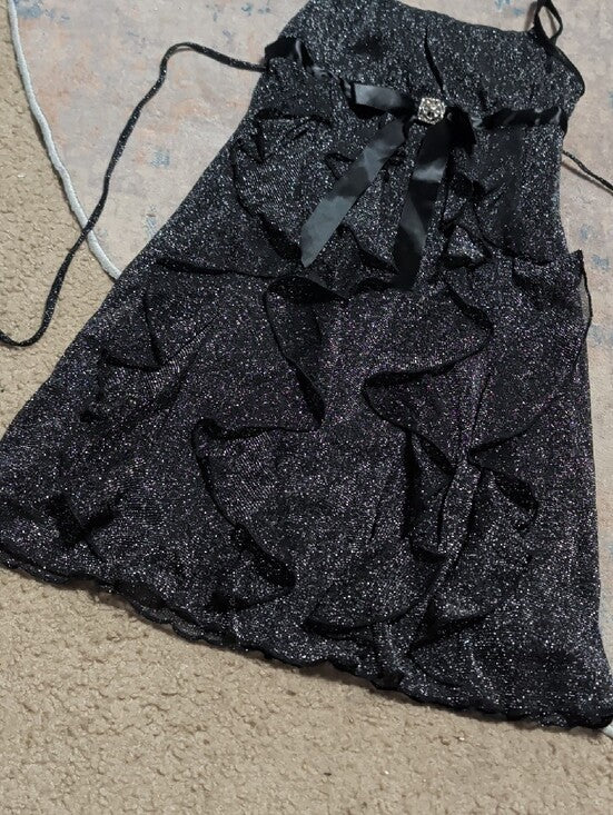 I.N. Girl Black Sparkle Party Dress with Satin Bow Kids 7