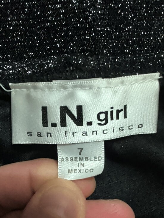 I.N. Girl Black Sparkle Party Dress with Satin Bow Kids 7