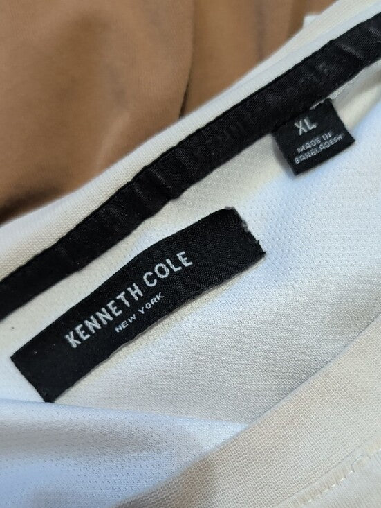 Kenneth Cole Short-Sleeve Colorblock Tee in White, Tan & Black Men's XL