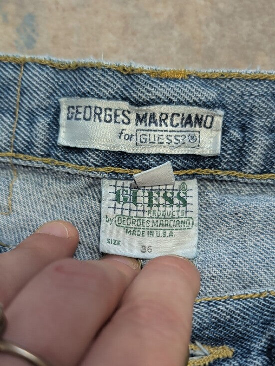 Vintage Guess By Georges Marciano Men's Light Blue Straight Jeans W36