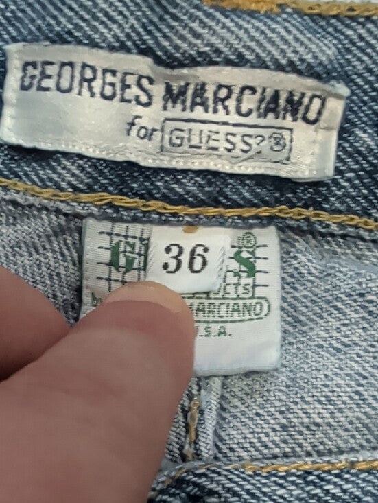 Vintage Guess By Georges Marciano Men's Light Blue Straight Jeans W36