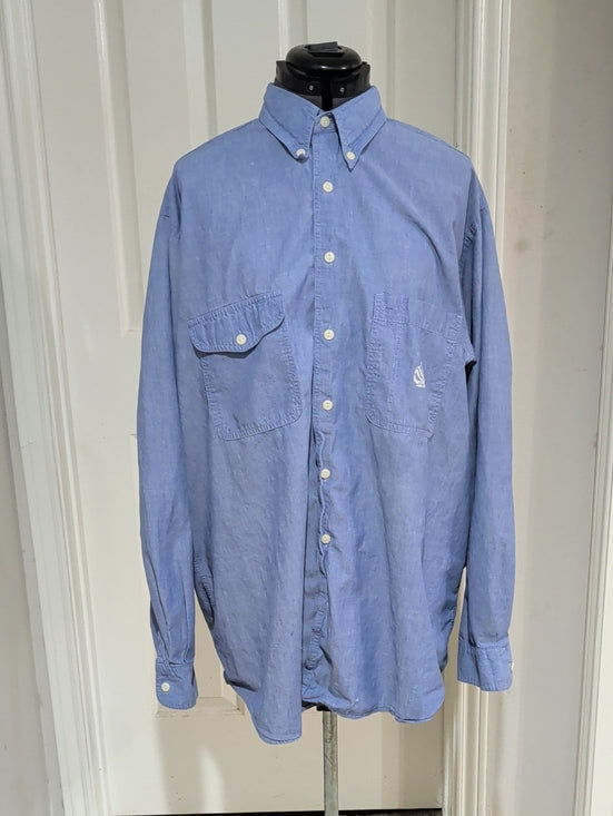 Nautica Light Blue Casual Button-Down Shirt with Dual Chest Pockets Men's XL