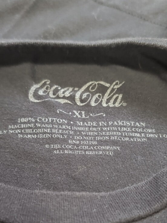 Coca Cola Black Tee with Red, Yellow & Cream Retro Sign Graphic Men's XL