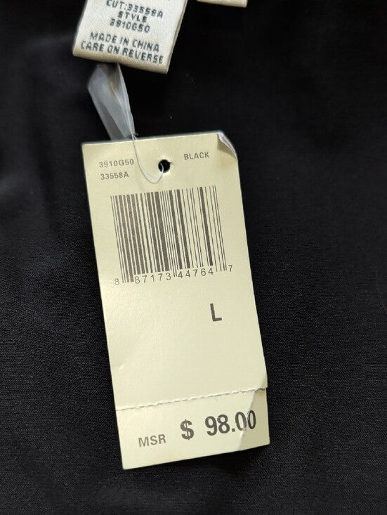 NWT Max Studio Black Knot-Detail Long Sleeve Stretch V-Neck Dress Women's Large