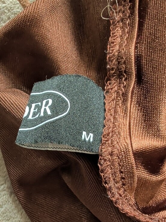 Cider Brown Satin Halterneck Scarf Top Adjustable Straps Women's Medium