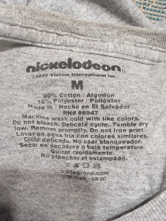 Retro Nickelodeon Gray Tee with Colorful Rugrats Collage Women's Medium