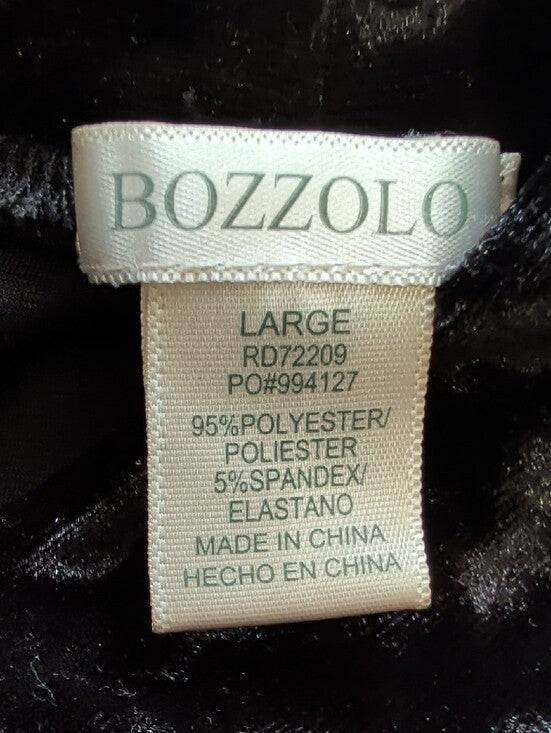 Bozzolo Black Crushed Velvet Long-Sleeve Mock Neck Dress Women's Large