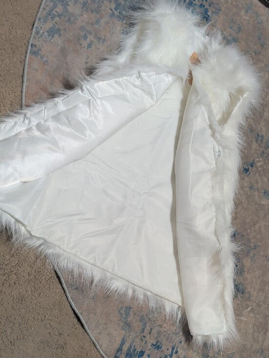 NWT Youhan White Faux Fur Sleeveless Vest Women's Small