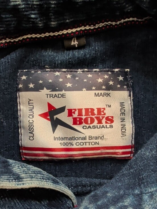 Fire Boys Casuals Kids Washed Dark Blue Denim Corduroy Shirt Boy's 4 US
