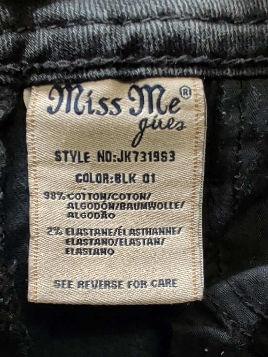 Miss Me Kids Black Skinny Jeans with Sequin Pocket Trim Girl's 8 US