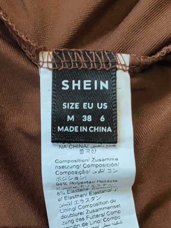 SHEIN Brown Multi Floral Tie-Front Tunic Mini Dress Women's Medium