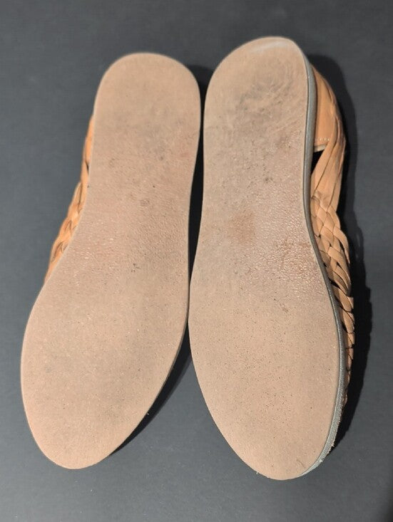 Handcrafted Huarache Tan Leather Slip-On Loafers Women's 9 US/ 26 MEX