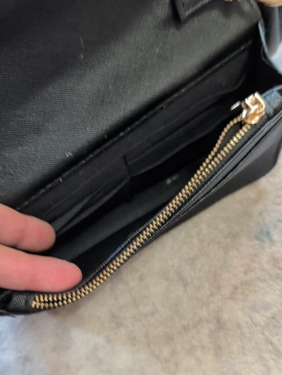 bebe Black Chain-Strap Crossbody with Tassel Ring