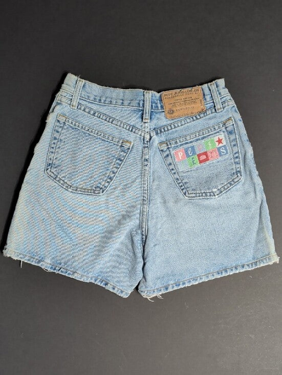 VTG Pepe Jeans High-Rise Light Blue Button-Fly Denim Shorts 1995 Women's 27 US