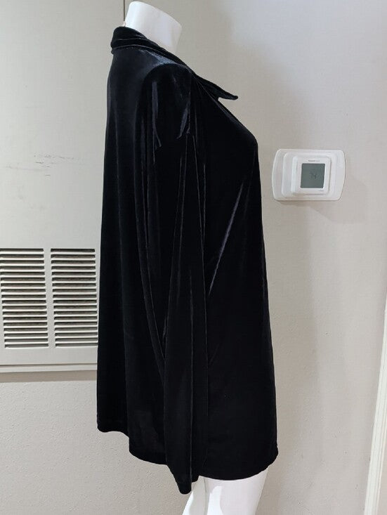 VTG Kathie Lee Collection 1996 Black Velvet Button-Front Sleep Shirt Women's 23W