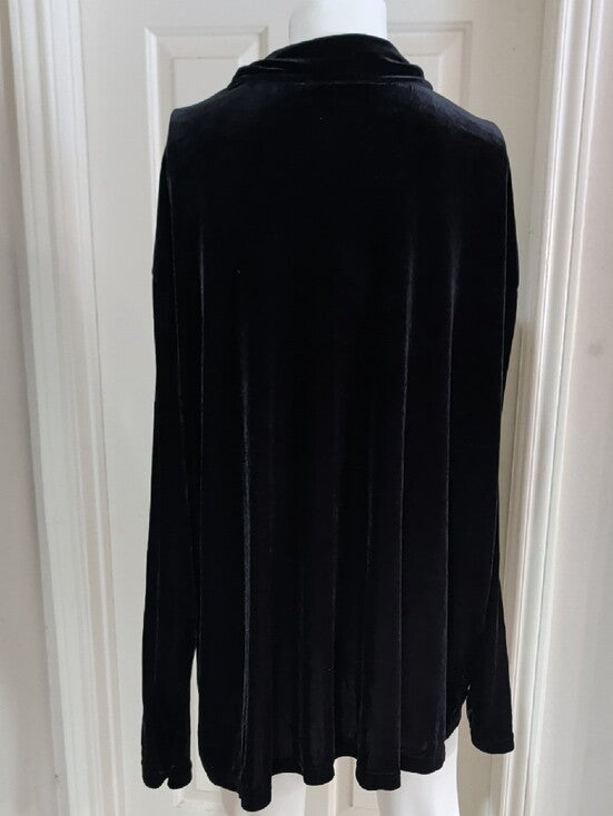 VTG Kathie Lee Collection 1996 Black Velvet Button-Front Sleep Shirt Women's 23W