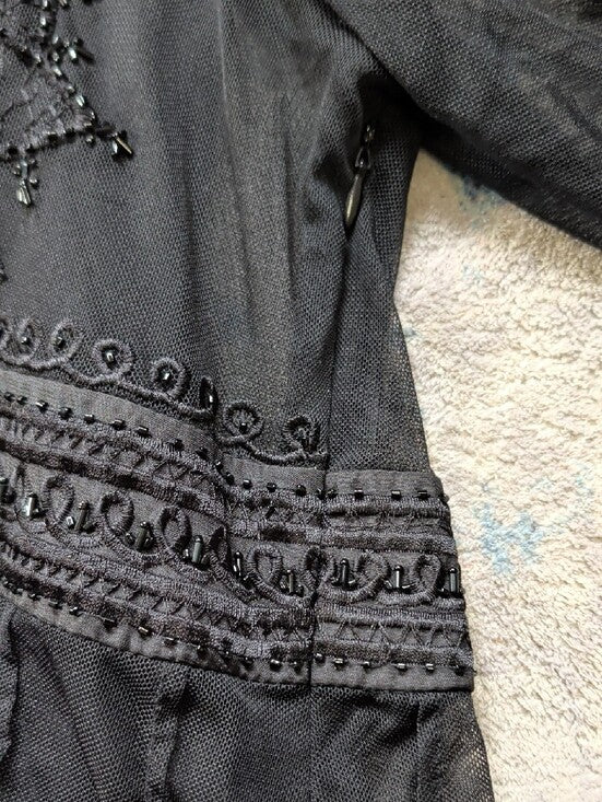 NWT e By Edi Woman (E.C.I) Black Embellished V-Neck Chiffon Blouse Women's 2X