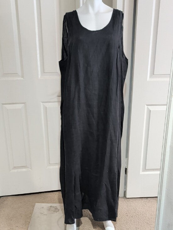 FLAX Black Chiffon Overlay Maxi Dress (2-Piece) Women's 3G