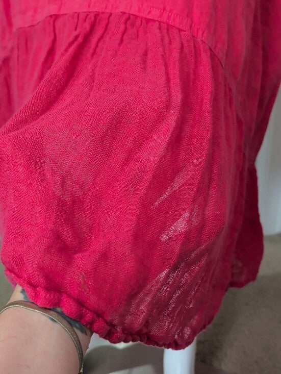 Vintage FLAX by Jeanne Engelhart 100% Linen Sleeveless Maxi Dress in Hot Pink Women's 1G