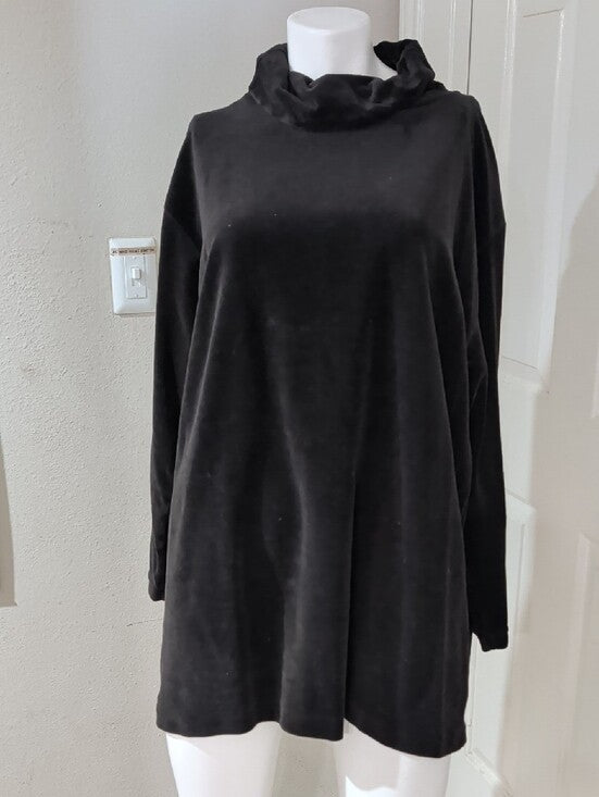 VTG Jacque & Koko Long-Sleeve Dark Brown Velvet Cowl Neck Tunic Women's 18/20 US
