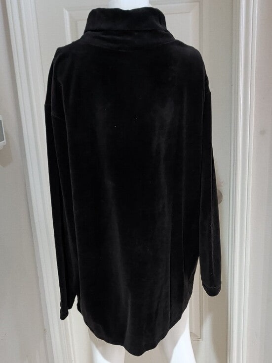 VTG Jacque & Koko Long-Sleeve Dark Brown Velvet Cowl Neck Tunic Women's 18/20 US