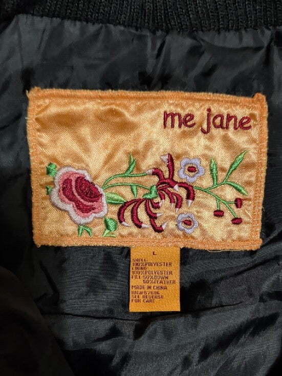Me Jane Black Quilted Puffer Vest with Ribbed Waist Women's Large