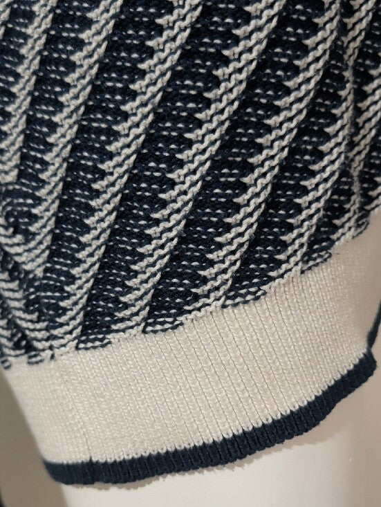 Marc by Marc Jacobs Navy, White & Pink Patterned Crewneck Sweater Women's M/L