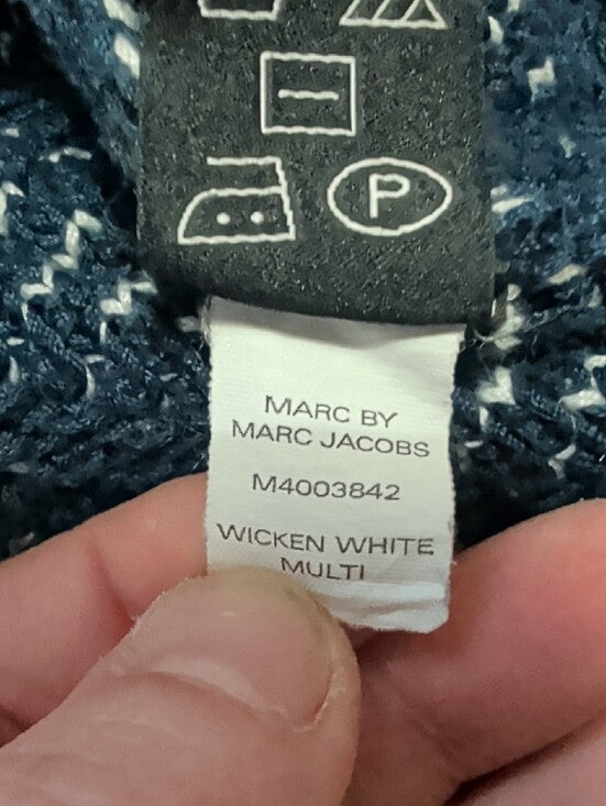 Marc by Marc Jacobs Navy, White & Pink Patterned Crewneck Sweater Women's M/L