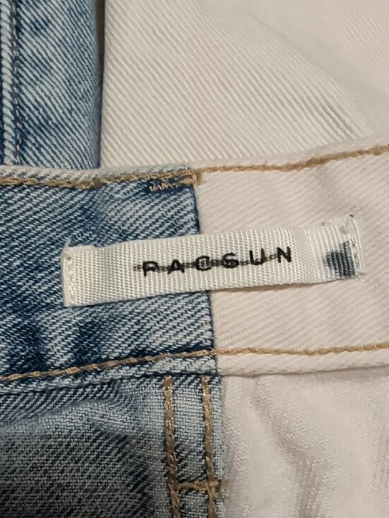 Pacsun Two-Tone Distressed Ankle Jeans in Blue and Cream Women's 24 US