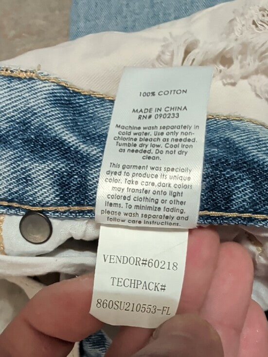 Pacsun Two-Tone Distressed Ankle Jeans in Blue and Cream Women's 24 US