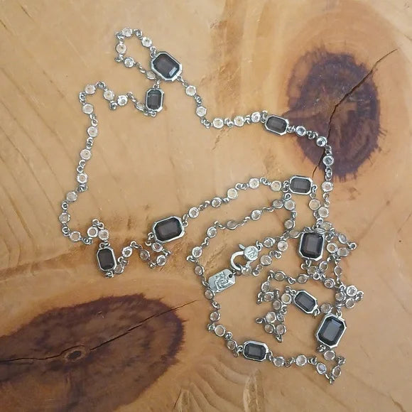 Ralph Lauren Elegant Silver and Black Crystal Women's Necklace