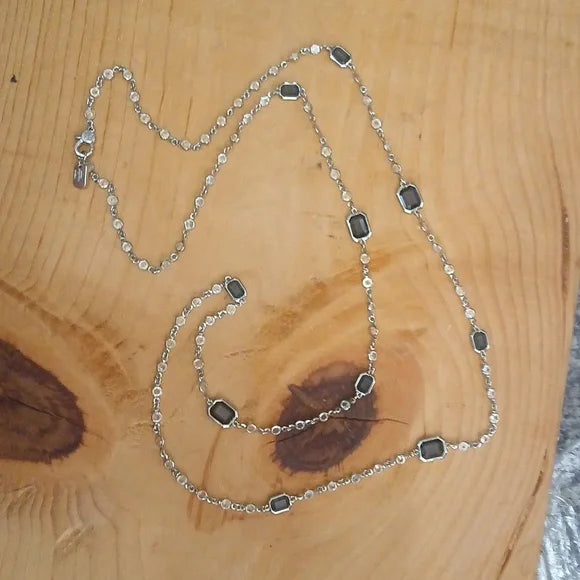 Ralph Lauren Elegant Silver and Black Crystal Women's Necklace