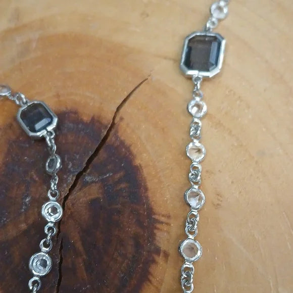Ralph Lauren Elegant Silver and Black Crystal Women's Necklace