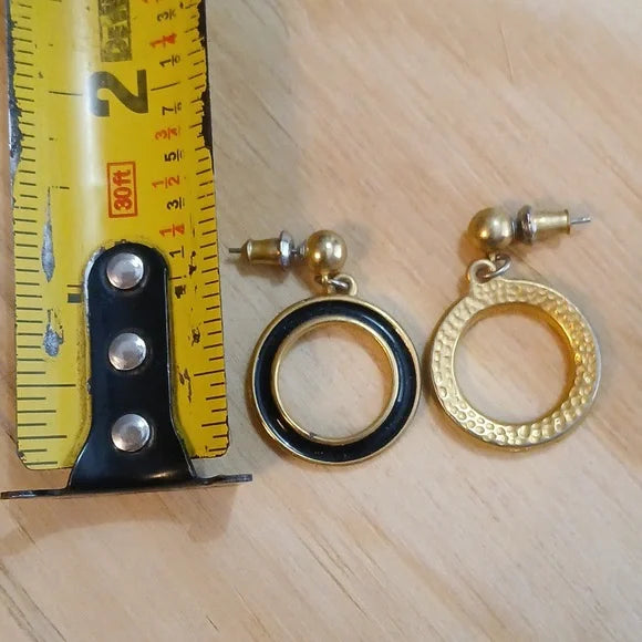 Elegant Black and Gold Hoop Earrings