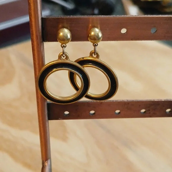 Elegant Black and Gold Hoop Earrings