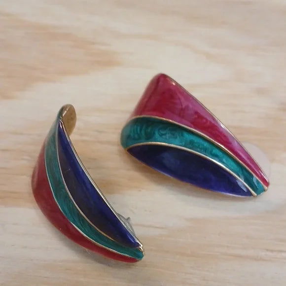 Retro Multicolor Enamel Earrings