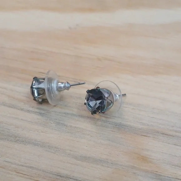 Elegant Large Silver Stud Earrings Blue Stone