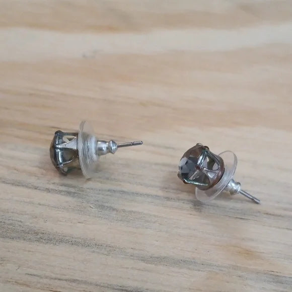 Elegant Large Silver Stud Earrings Blue Stone