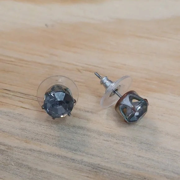 Elegant Large Silver Stud Earrings Blue Stone
