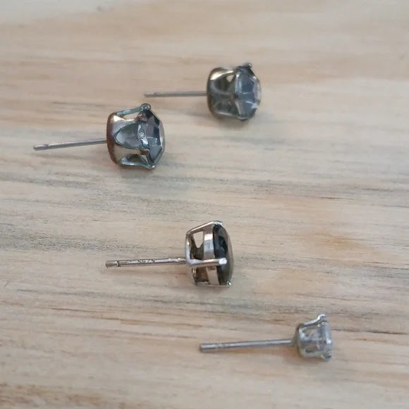 Elegant Large Silver Stud Earrings Blue Stone