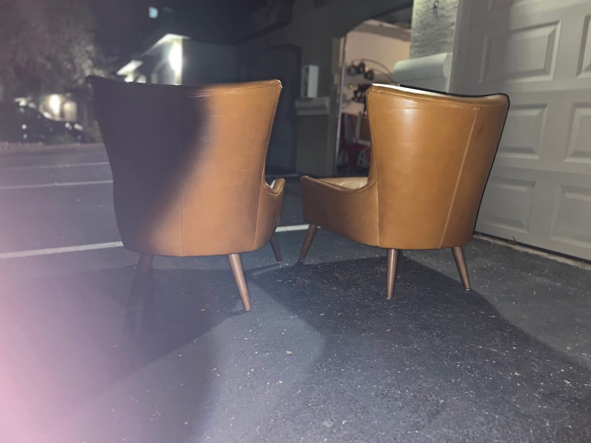 (2) Modway Keen Tan Vinyl High Back Guest Chairs EEI-2458