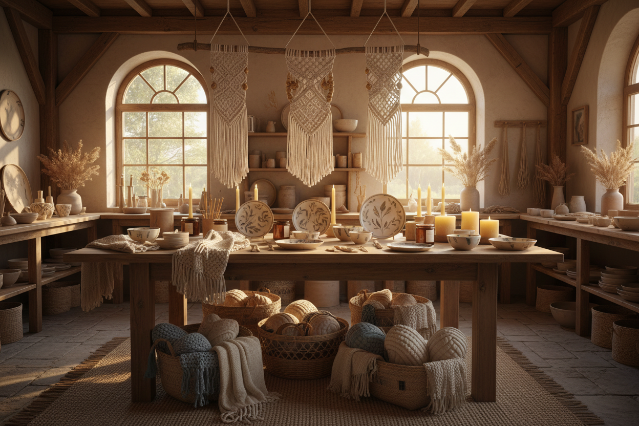 Our Handmade collection features unique items lovingly crafted right here. Each piece embodies the creative spirit of our home, bringing you quality craftsmanship and one-of-a-kind designs you won't find anywhere else.