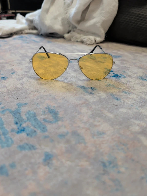 Retro Pilot Men's Yellow Aviator Sunglasses Lightweight