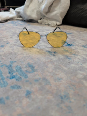 Retro Pilot Men's Yellow Aviator Sunglasses Lightweight