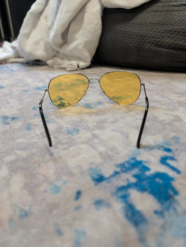 Retro Pilot Men's Yellow Aviator Sunglasses Lightweight