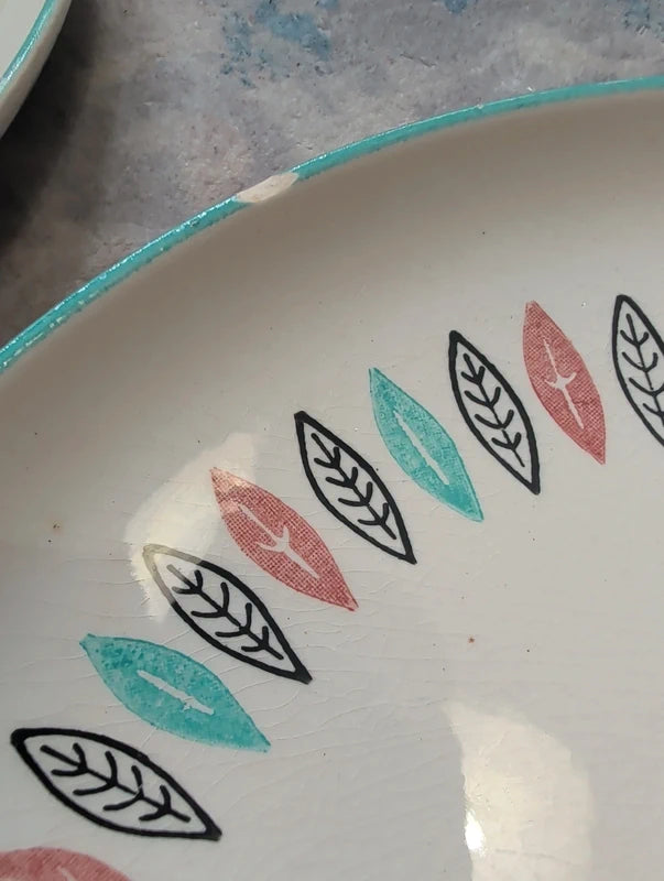 Vintage Marcrest "Nordic Mint" Dinnerplates and Bowl MCM