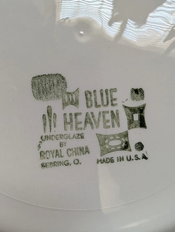 Vintage Royal China "Blue Heaven" 10-inch dinner plates MCM