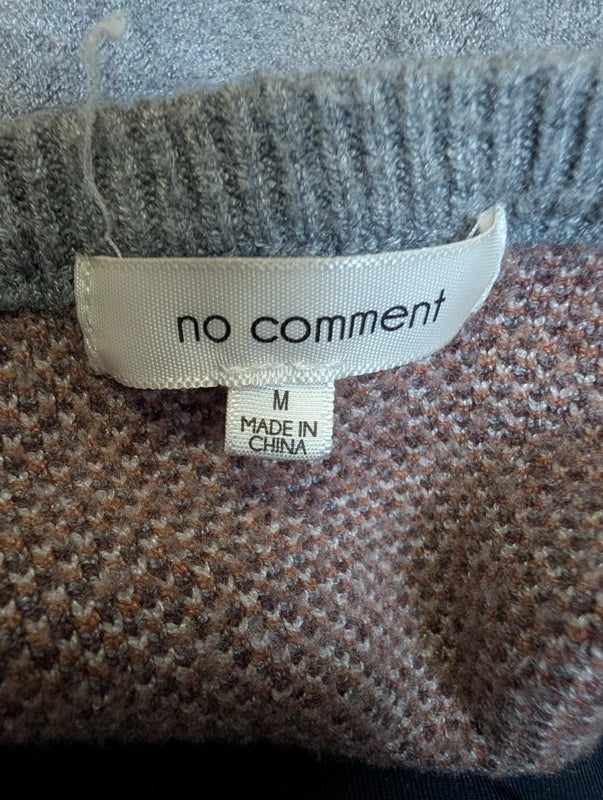 No Comment Gray Cropped Teddy Bear Sweater Women's Medium